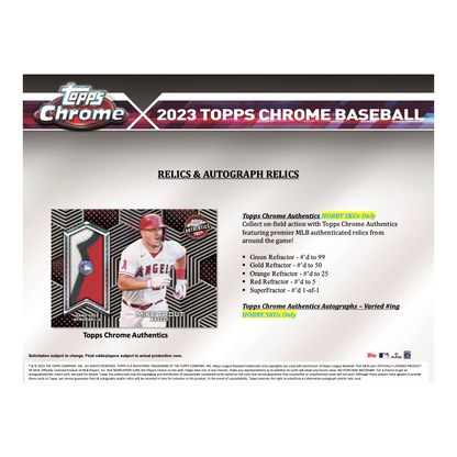 2023 Topps Chrome Baseball Hobby Box