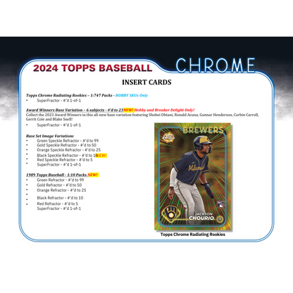 2024 Topps Chrome Baseball Hobby 12 Box Case